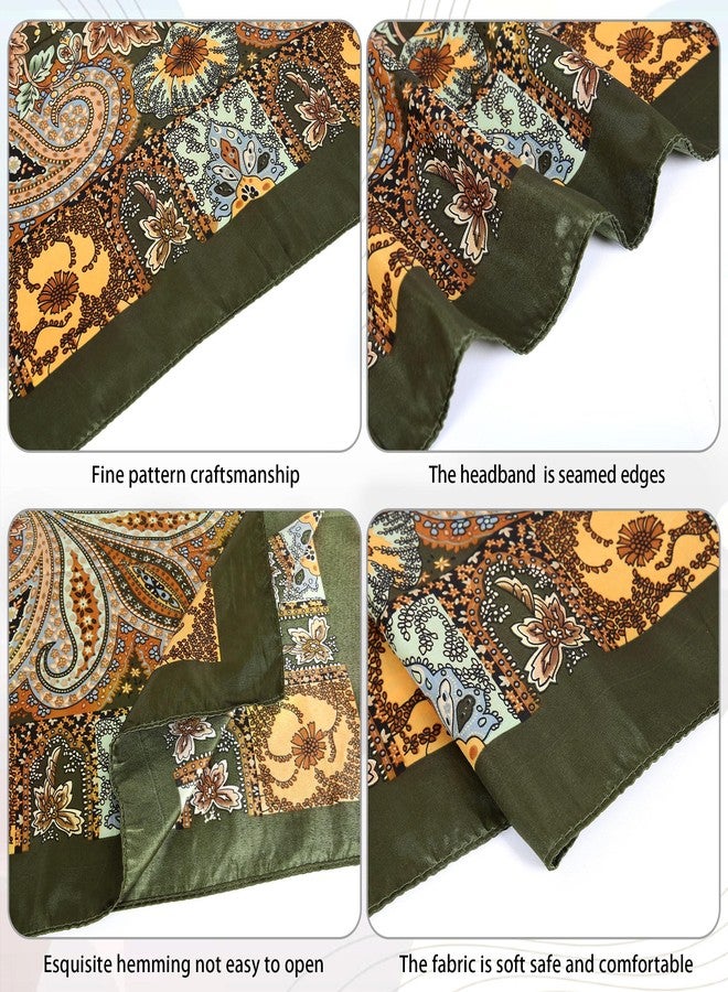 CICOCI 3PCS Head Scarf For Women 35" Satin Large Square Women Bandana Headband With Neacklace Set - Image 3